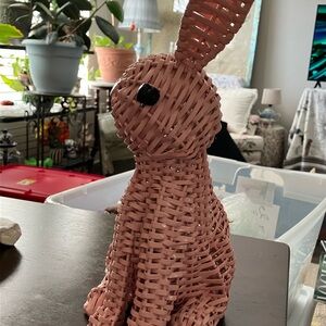 Woven Pink Rabbit Figurine